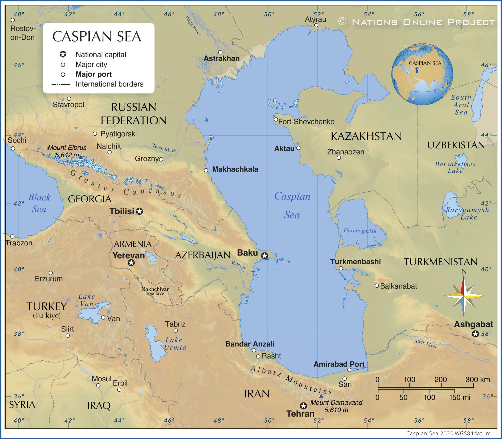 Figure 1. Map of the Caspian Sea Region (Source: Nations Online Project, 2025)