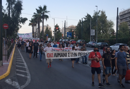 Residents of Piraeus marches against COSCO plan for expansion. June 25, 2020. Photo: Francesca Savoldi