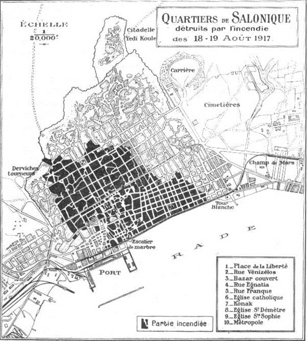 Figure 3. The damaged area in the fire of August 1917 (from Wikicommons)