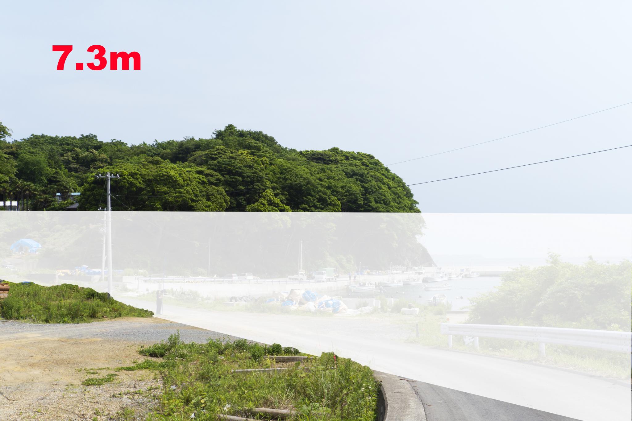 Visualization of a seawall in Minamisanriku, Miyagi Prefecture, Japan. 2015. Image by Andrew Littlejohn.