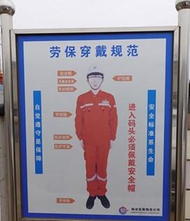 Fig. 3 Warning sign, Indicating that personnel entering the terminal must take adequate safety precautions. Source: Yuanpeng Hou, taken at Second Dock, Tianjin Port