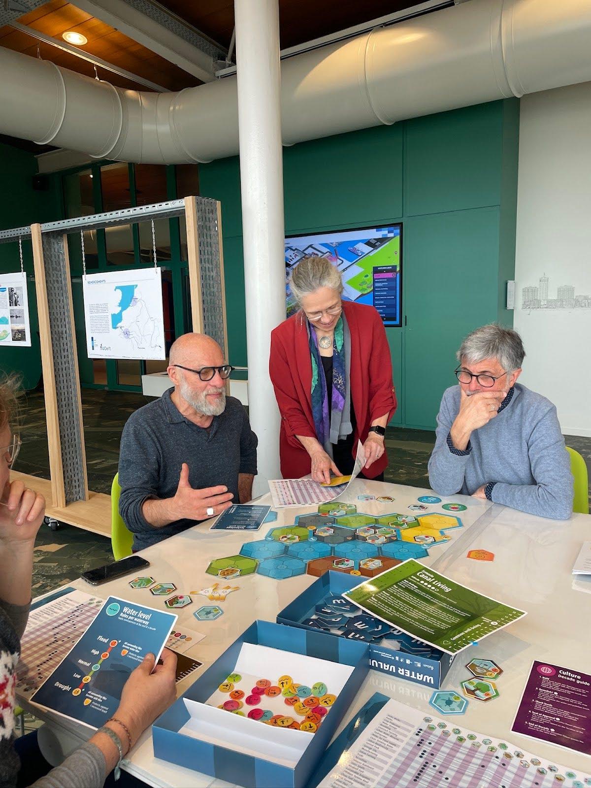 Figure 1–3: Participants collaboratively explore water governance scenarios during the playthrough session of the Water Values game facilitated by Carola Hein.