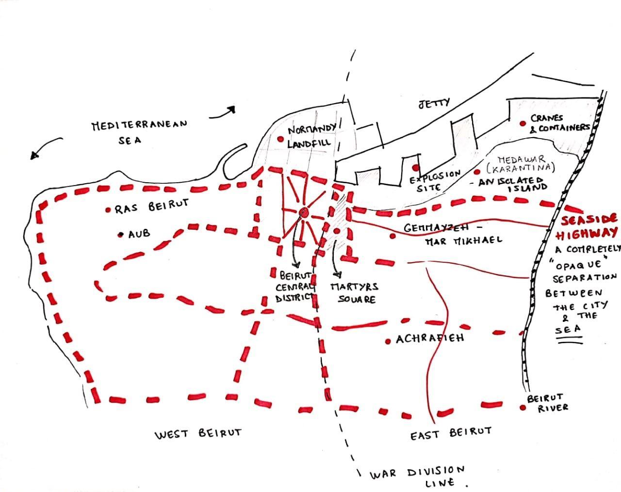 Figure 1 - Mental Map of Beirut - Source: Celine Tarabay