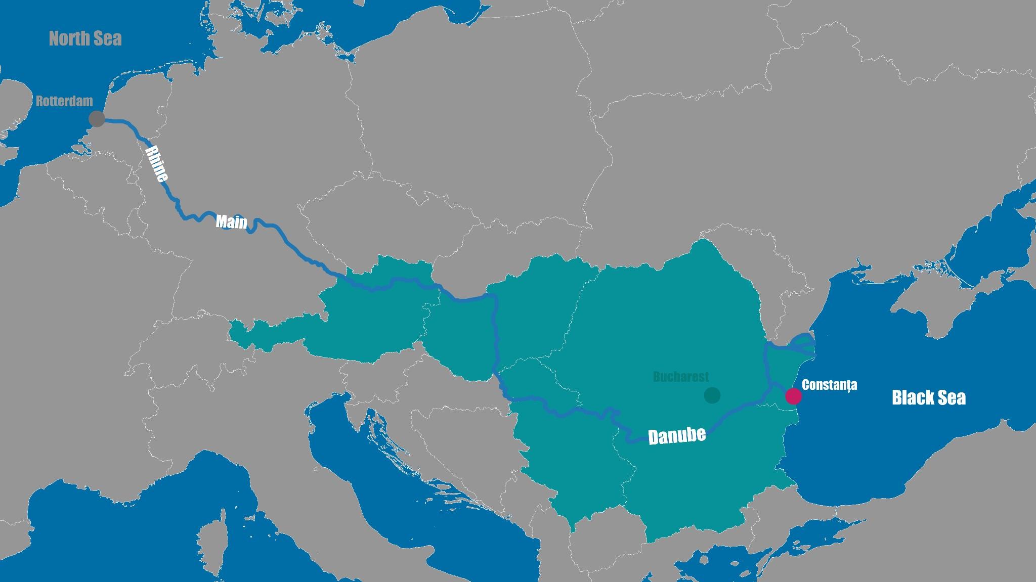 location of constanta and its relation to danube