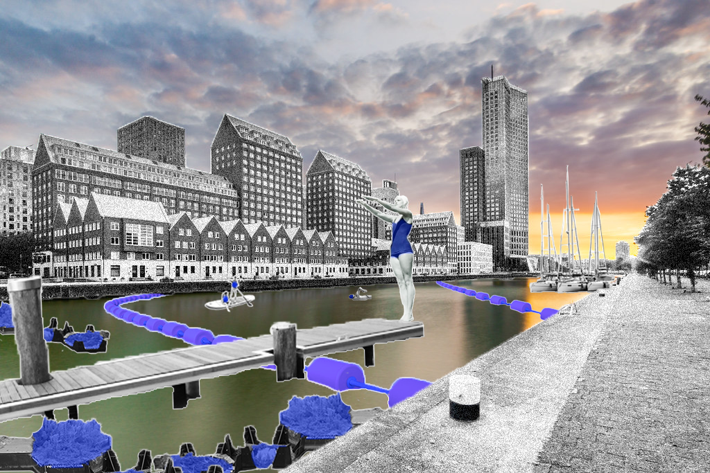 Rotterdam urban bathing in Spoorweghaven - rendition