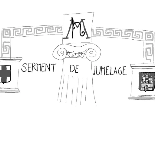 Serment de Jumelage, sketch of the original pledge of 1958 (Source: Eliane Schmid, 28.02.2025).