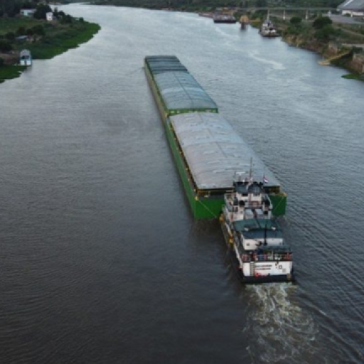 heavy vessel navigating on river