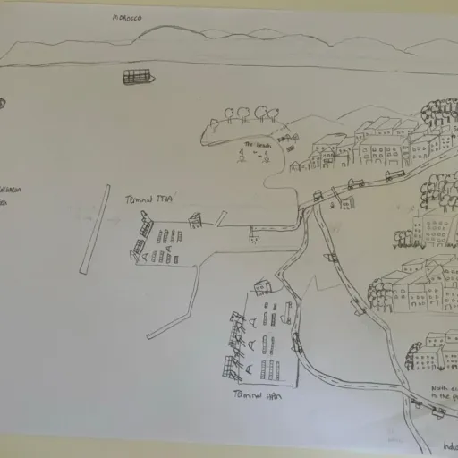 Mental map – Handmade map Port-city of Algeciras